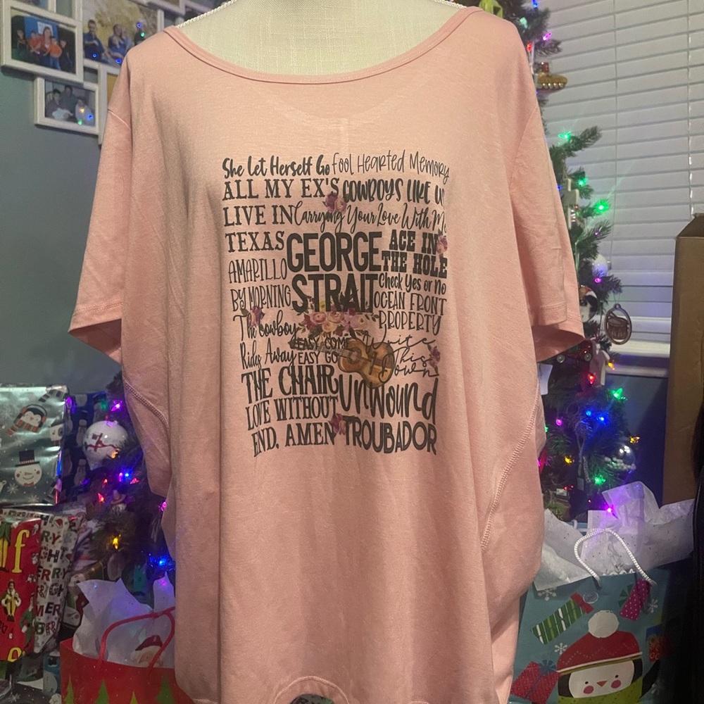 George Strait Top- peachy pink color dolman style with beautiful cutout back!